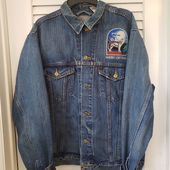 Vintage custom embroidery Levi's mens jeans jacket - Picture 2 of 4